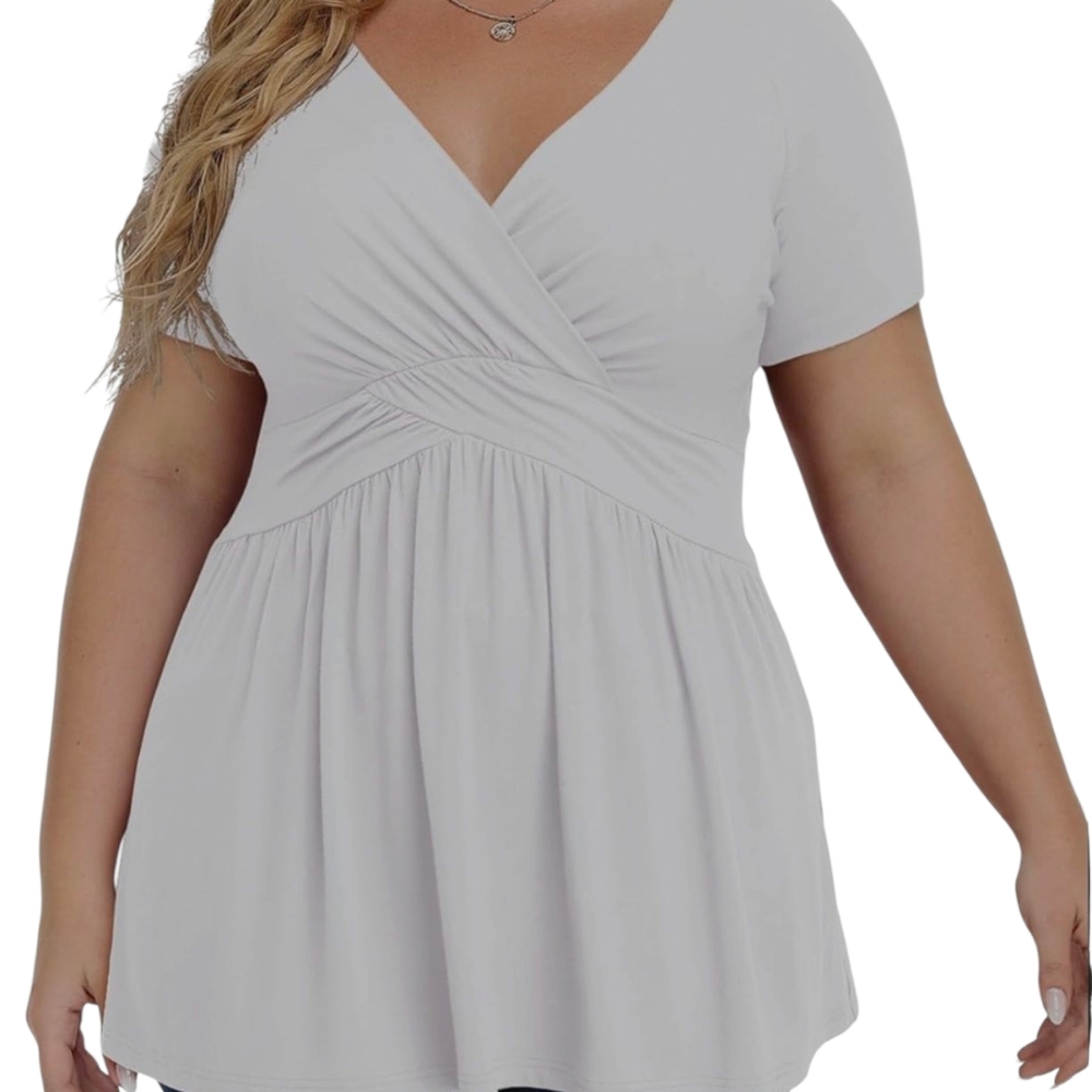TIANZMU Elegant White V-Neck Women's Top 3X - Picture 9 of 9